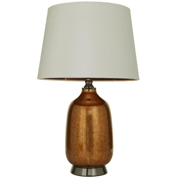 DecMode 26" Gourd Style Base Copper Table Lamp with White Velvet Shade