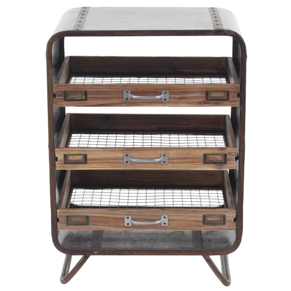 DecMode 26" x 20" Brown Metal Industrial Chest