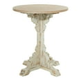 thumbnail image 1 of DecMode 26" x 29" Cream Wood Distressed Carved Scroll Accent Table with Brown Wood Top, 1-Piece, 1 of 13