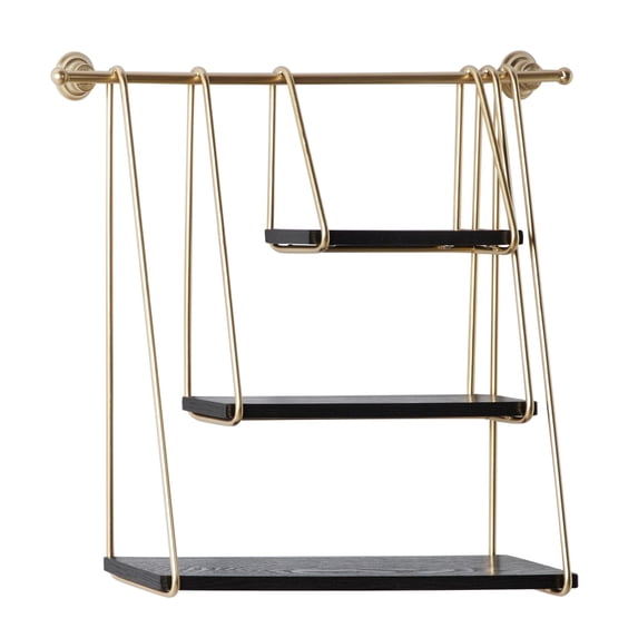 DecMode 26" x 6" 3-Tier Gold Wall Shelf