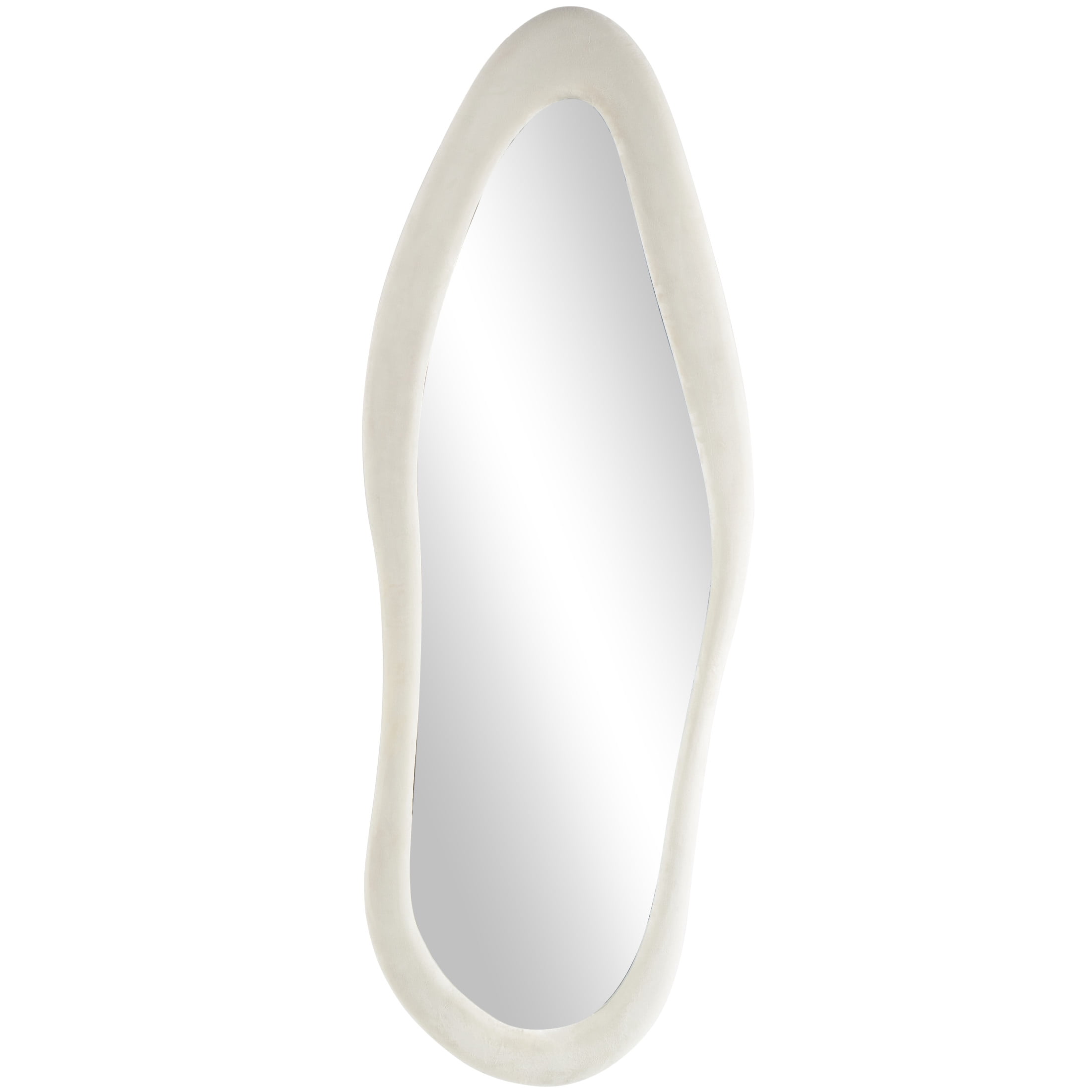 DecMode 26" x 65" White Wavy Abstract Wall Mirror
