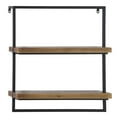thumbnail image 1 of DecMode 26" x 7" 2-Tier Brown Wall Shelf with Black Metal Frame, 1 of 12