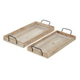 thumbnail image 1 of DecMode 27", 25"W Brown Wood  Tray with White Wash, 2-Pieces, 1 of 13