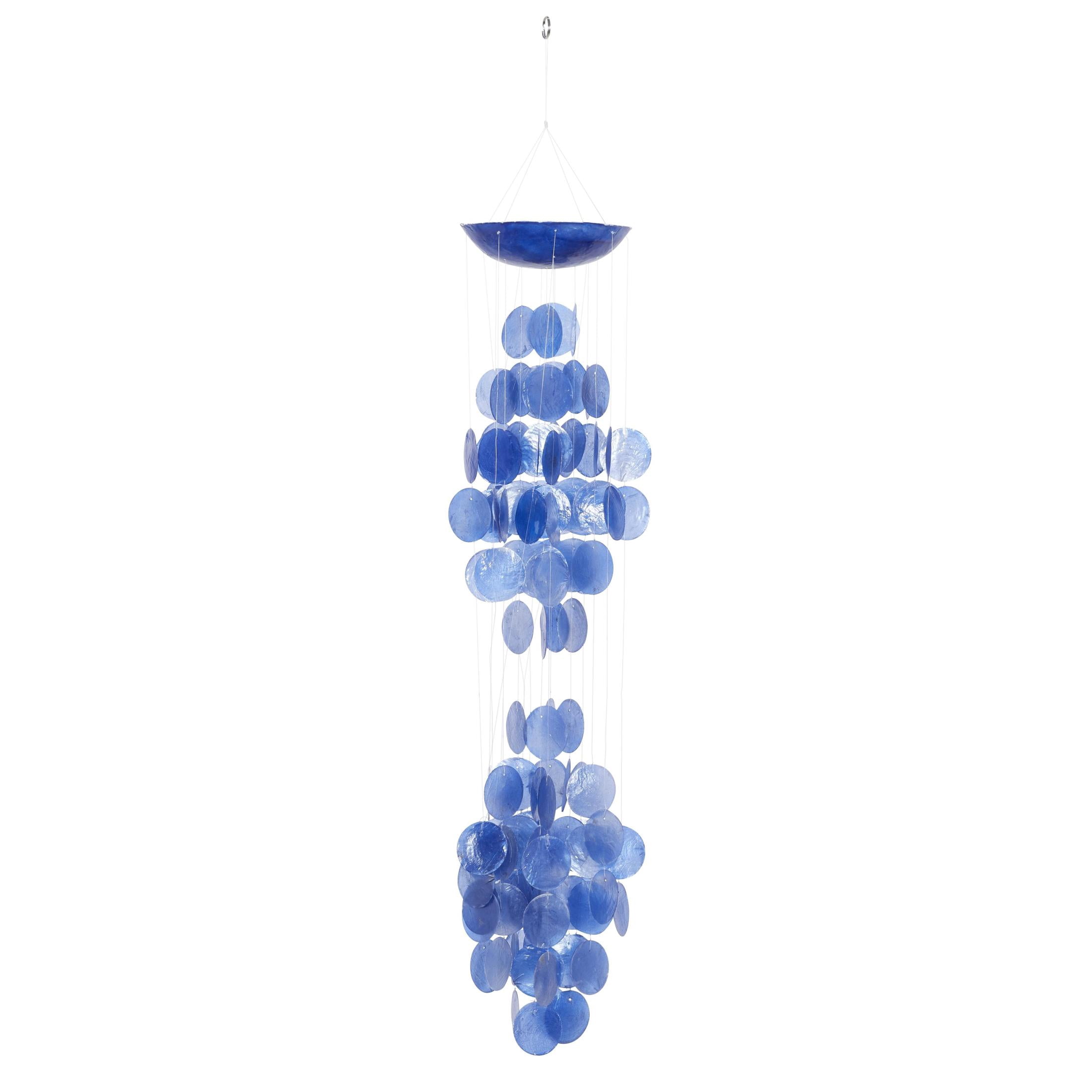 DecMode 27" Blue Capiz Shell Waterfall Geometric Windchime