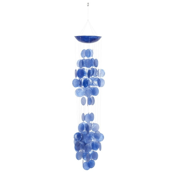 DecMode 27" Blue Capiz Shell Waterfall Geometric Windchime