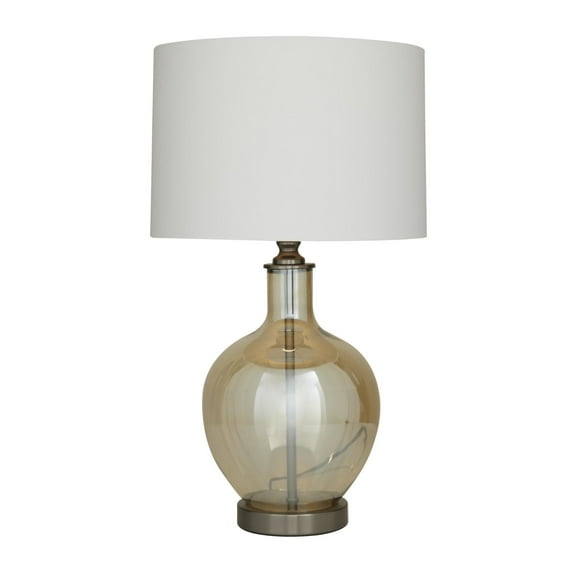 DecMode 27" Champagne Table Lamp with White Fabric Shade