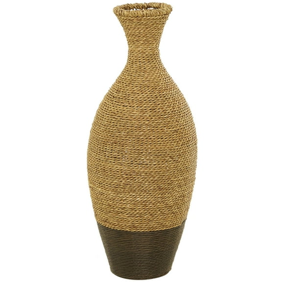 DecMode 27" Handmade Tall Woven Floor Brown Seagrass Vase