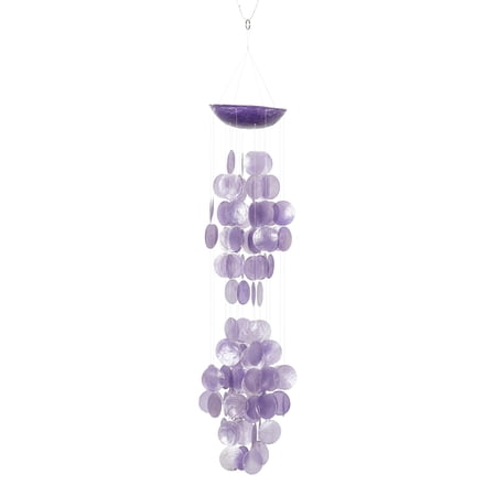 DecMode 27" Purple Capiz Shell Waterfall Geometric Windchime