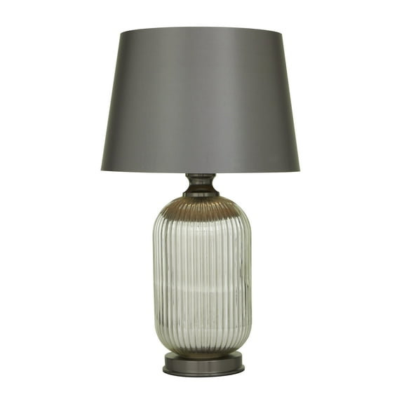 DecMode 27" Silver Table Lamp with Gray Microfiber Shade