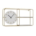 thumbnail image 1 of DecMode 27" x 15" Gold Metal 2 Shelf Wall Clock, 1 of 8