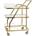 thumbnail image 1 of DecMode 27" x 35" Gold Metal Rolling Glass Shelf 3 Tier Bar Cart with Side Guards and Handle, 1-Piece, 1 of 7