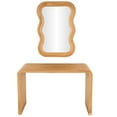 thumbnail image 1 of DecMode 27" x 39" Brown Wood Handmade Ribbed Console Table with Mirror, 2-Pieces, 1 of 10