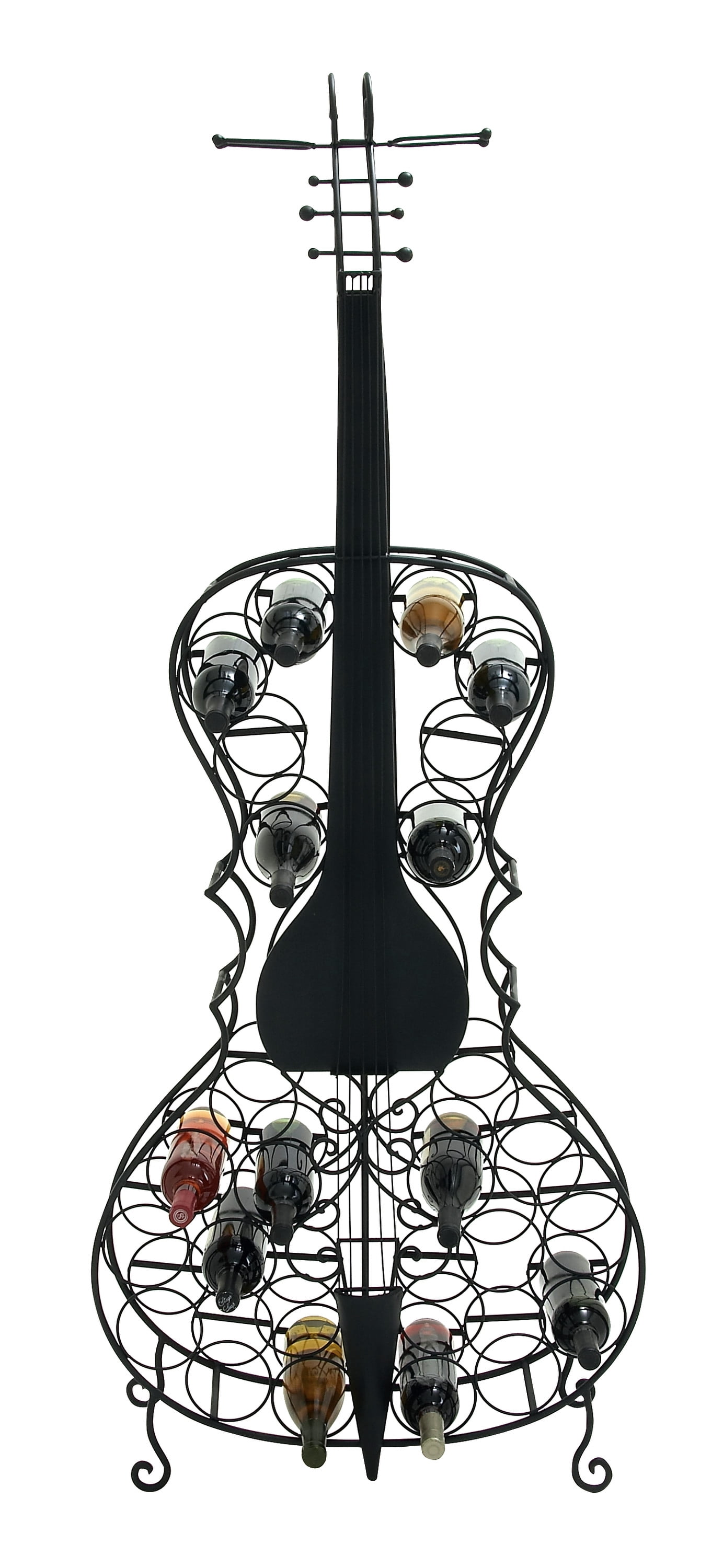 DecMode 27" x 68" Black Metal 26 Bottles Cello Standing Wine Rack, 1