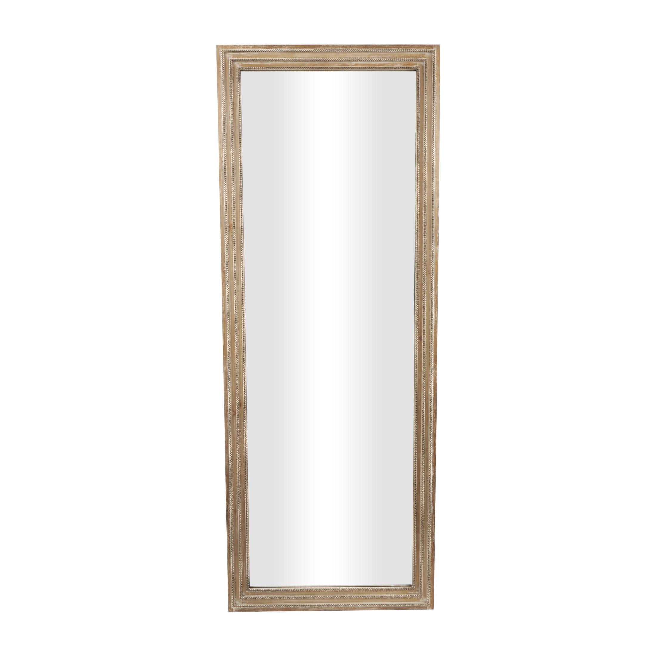 DecMode 27" x 72" Brown Tall Wall Mirror with Layered Beaded Frame