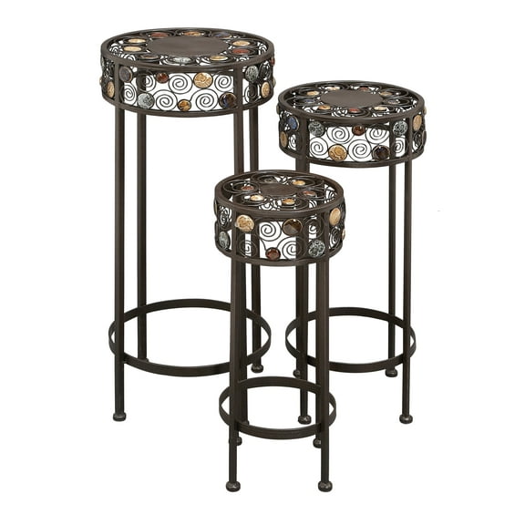 DecMode 28", 24", 20" Black Metal Traditional Plantstand, 1 - Piece