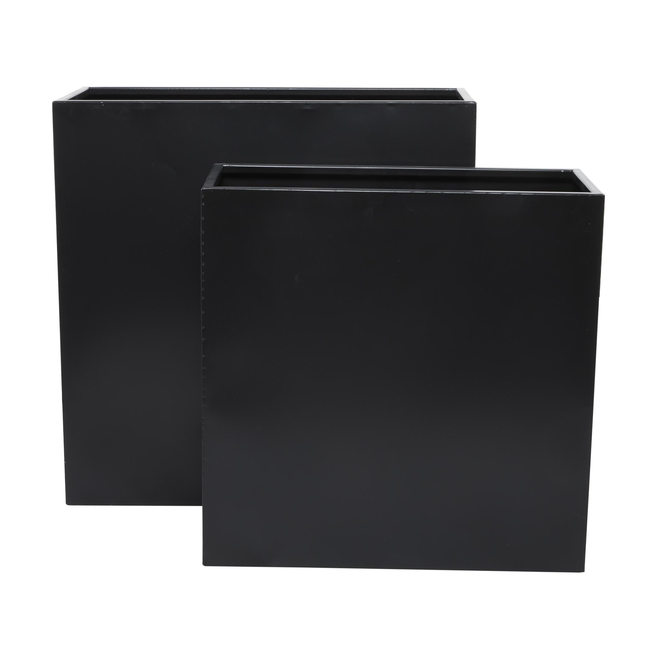 DecMode 28", 24"H Black Metal Planter (2 Count)