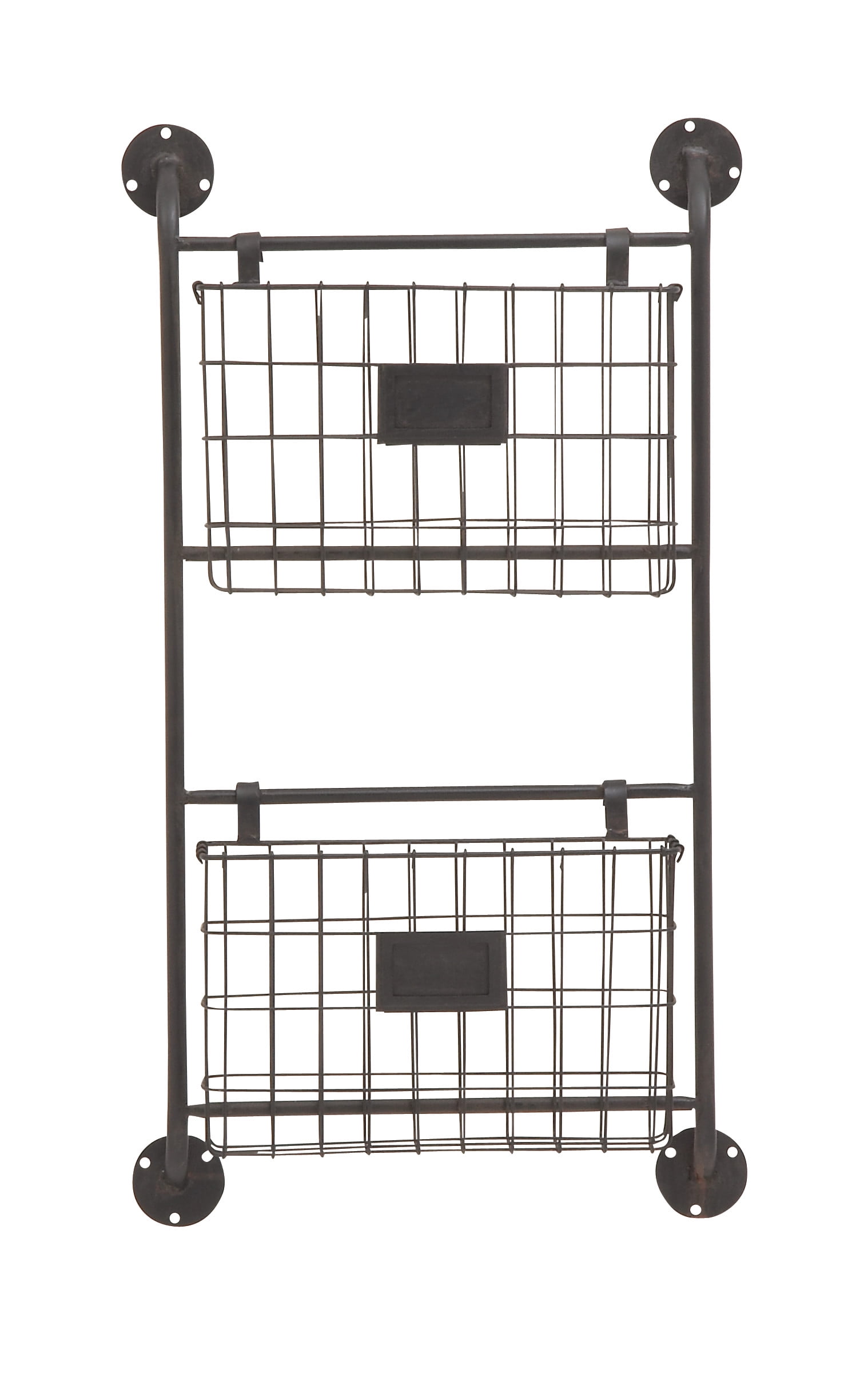 DecMode 28" Black Metal 2 Slots Magazine Rack Holder with Suspended