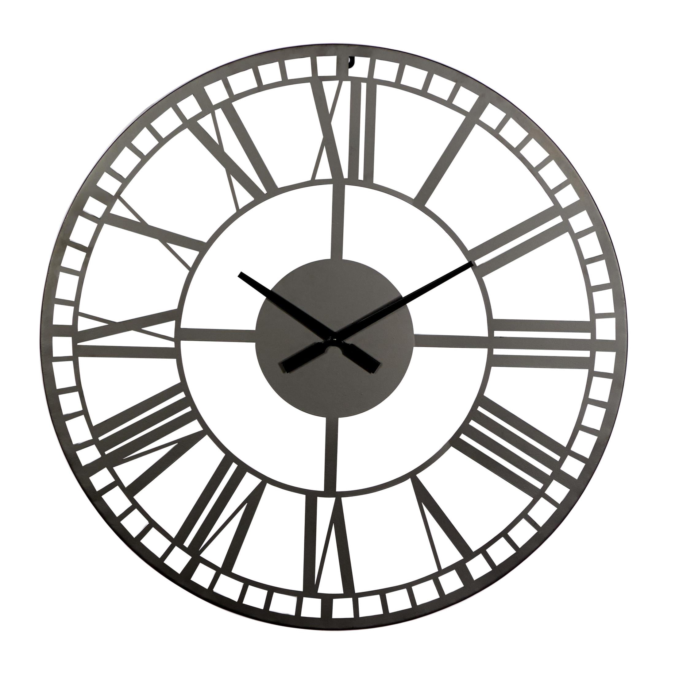 DecMode 28" Dark Gray Metal Open Cutout Frame Wall Clock