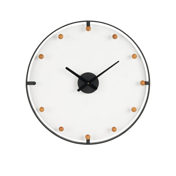 DecMode 28" Black Metal Wall Clock with Acrylic Face and Ball Accents
