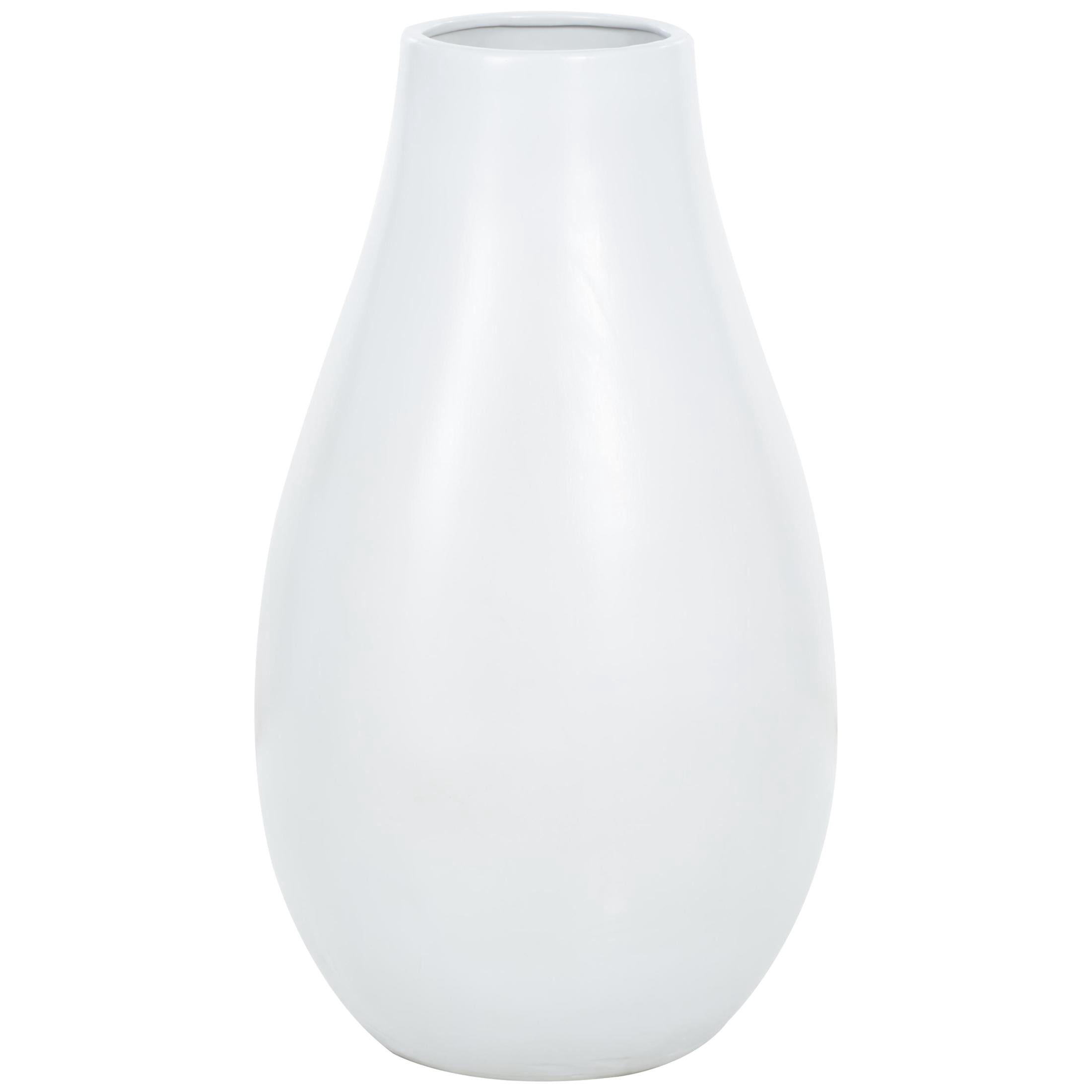 DecMode 28" Rounded Matte Floor White Ceramic Vase