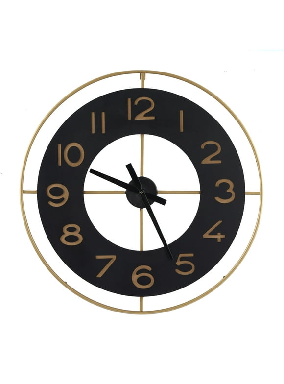 DecMode 28" Gold Metal Wall Clock with Gold accents