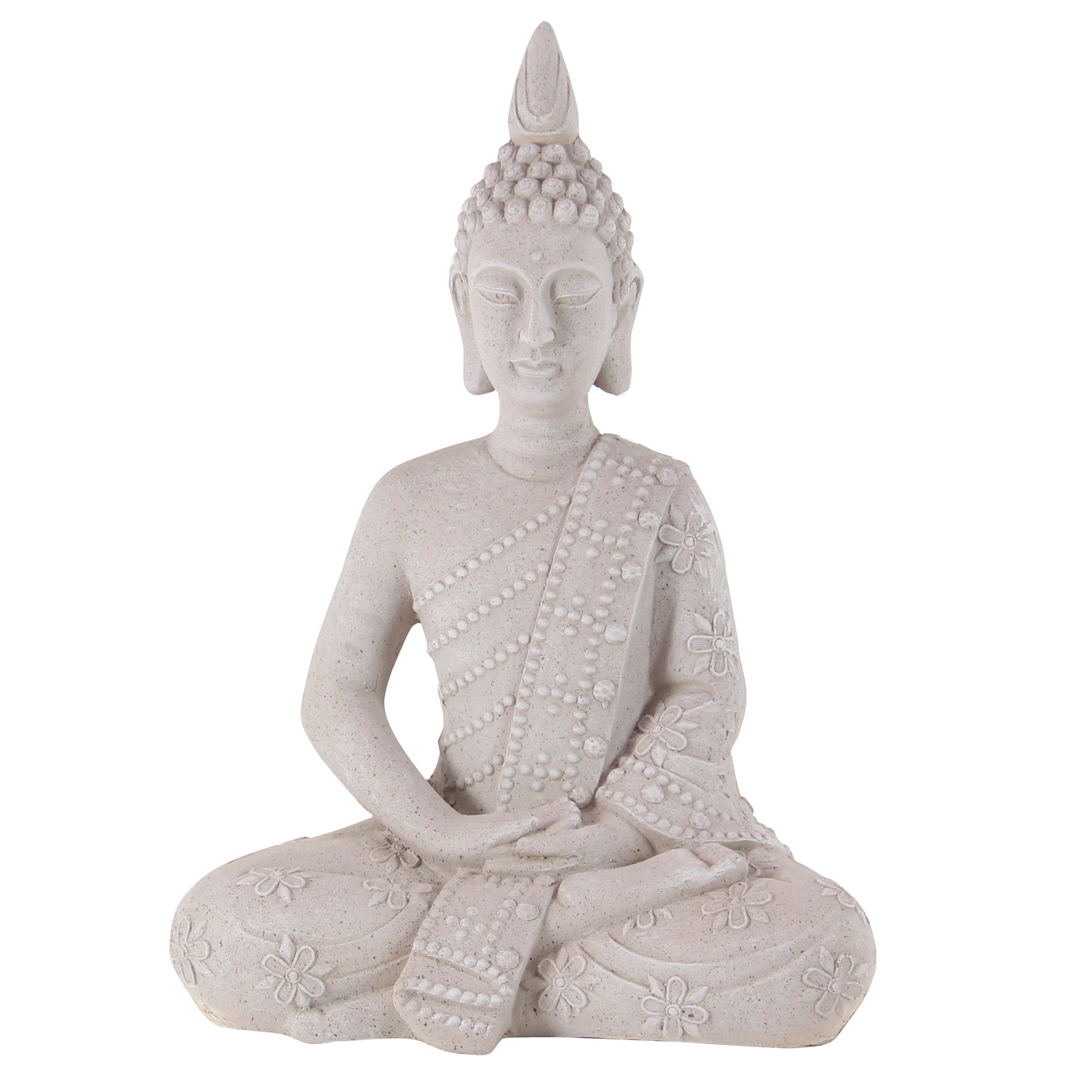Gray Magnesium Oxide Buddha Garden Sculpture, 28-Inches