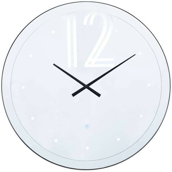 DecMode 28" Multi Colored Glass LED Wall Clock with Black Clocks Hands and White Numbers