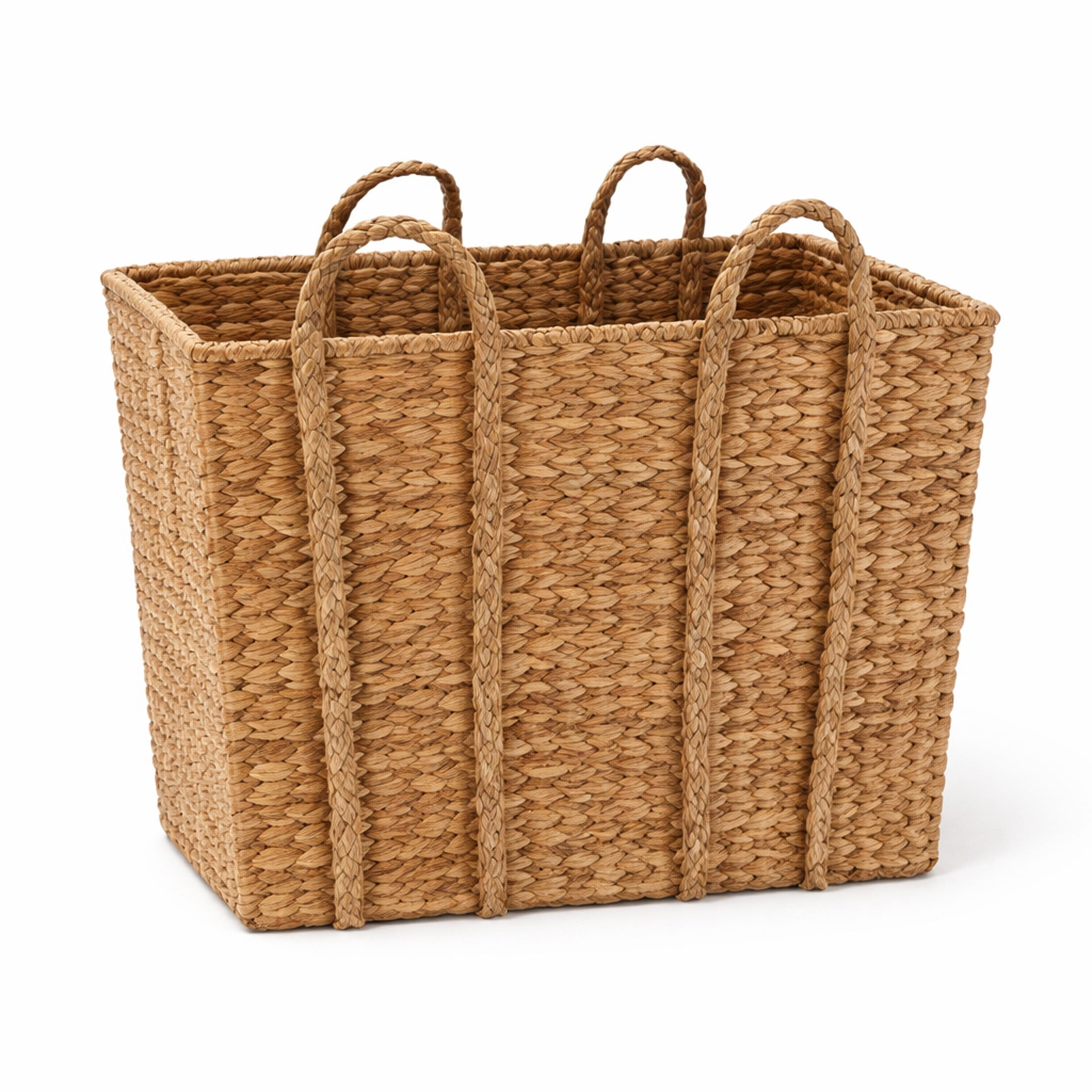 DecMode 28" x 24" Brown Seagrass Handmade Woven Storage Basket with Braided Handles, 1-Piece