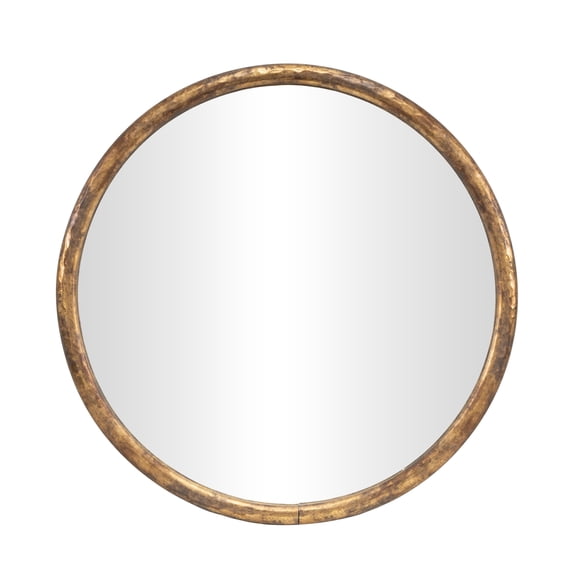 DecMode 28" x 28" Gold Wall Mirror with Weathered Frame