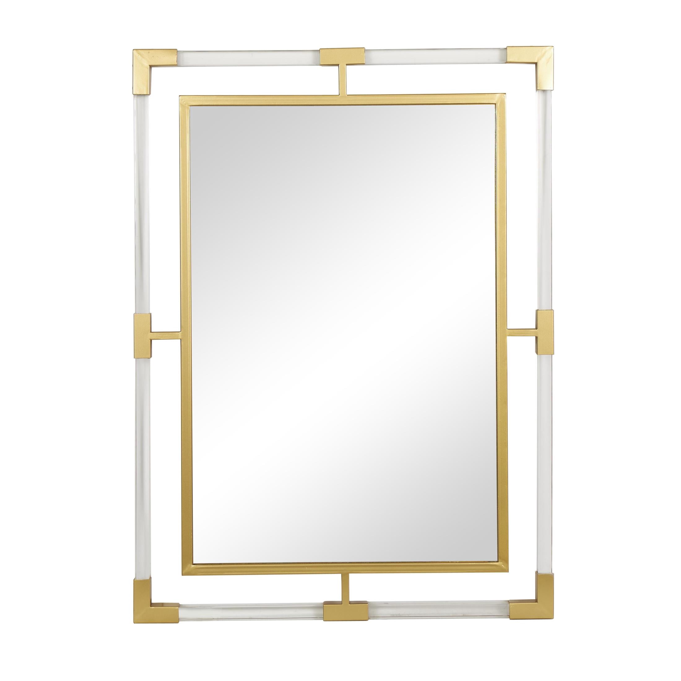 DecMode 28" x 38" Gold Double Framed Wall Mirror with Acrylic Frame