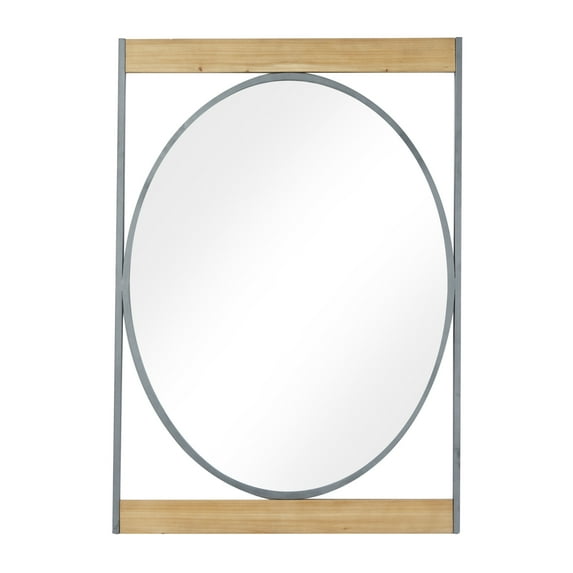DecMode 28" x 40" Brown Wall Mirror with Oval Center