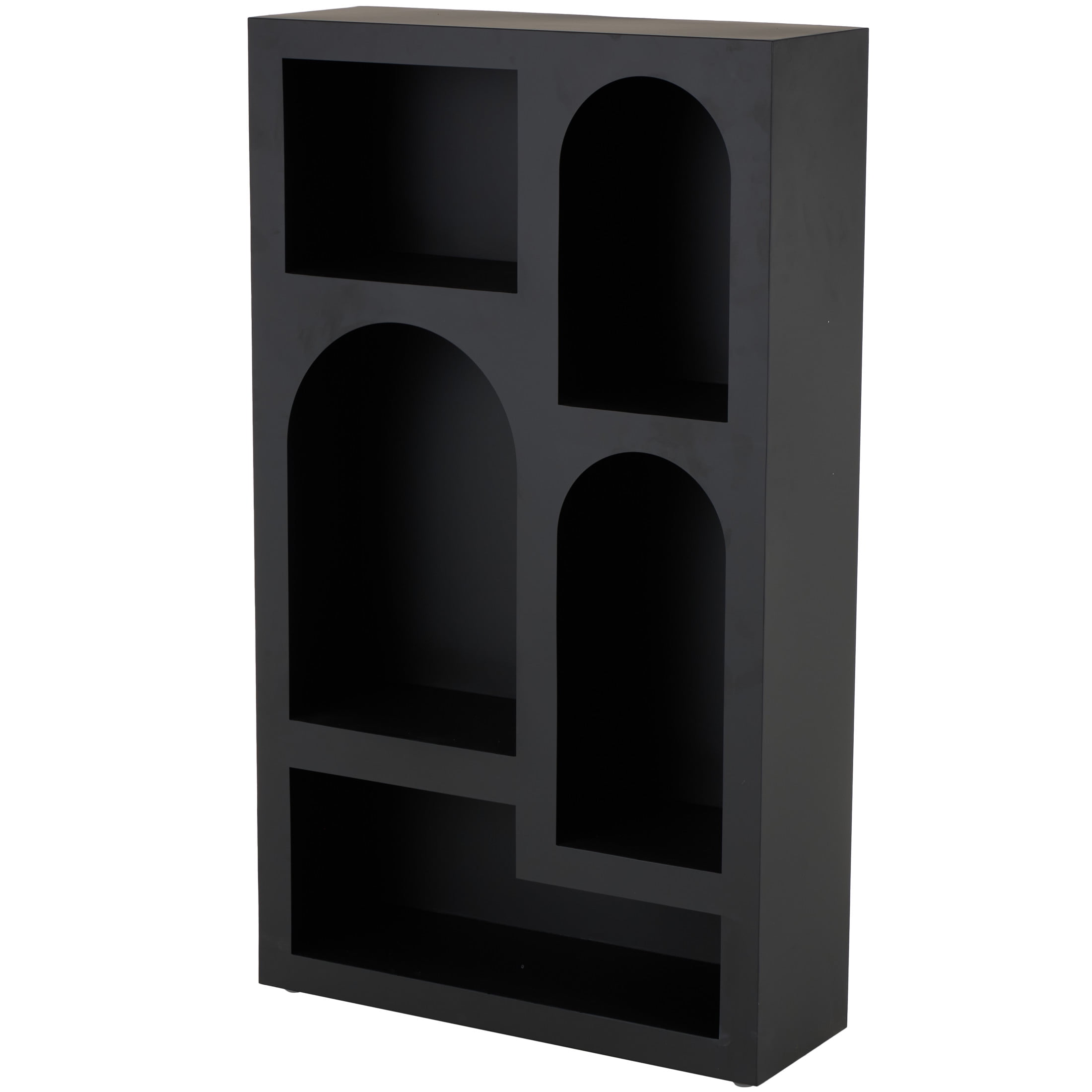 DecMode 28" x 48" Black Metal Geometric 5-Tier Shelving Unit with Arched Block Shapes, 1-Piece