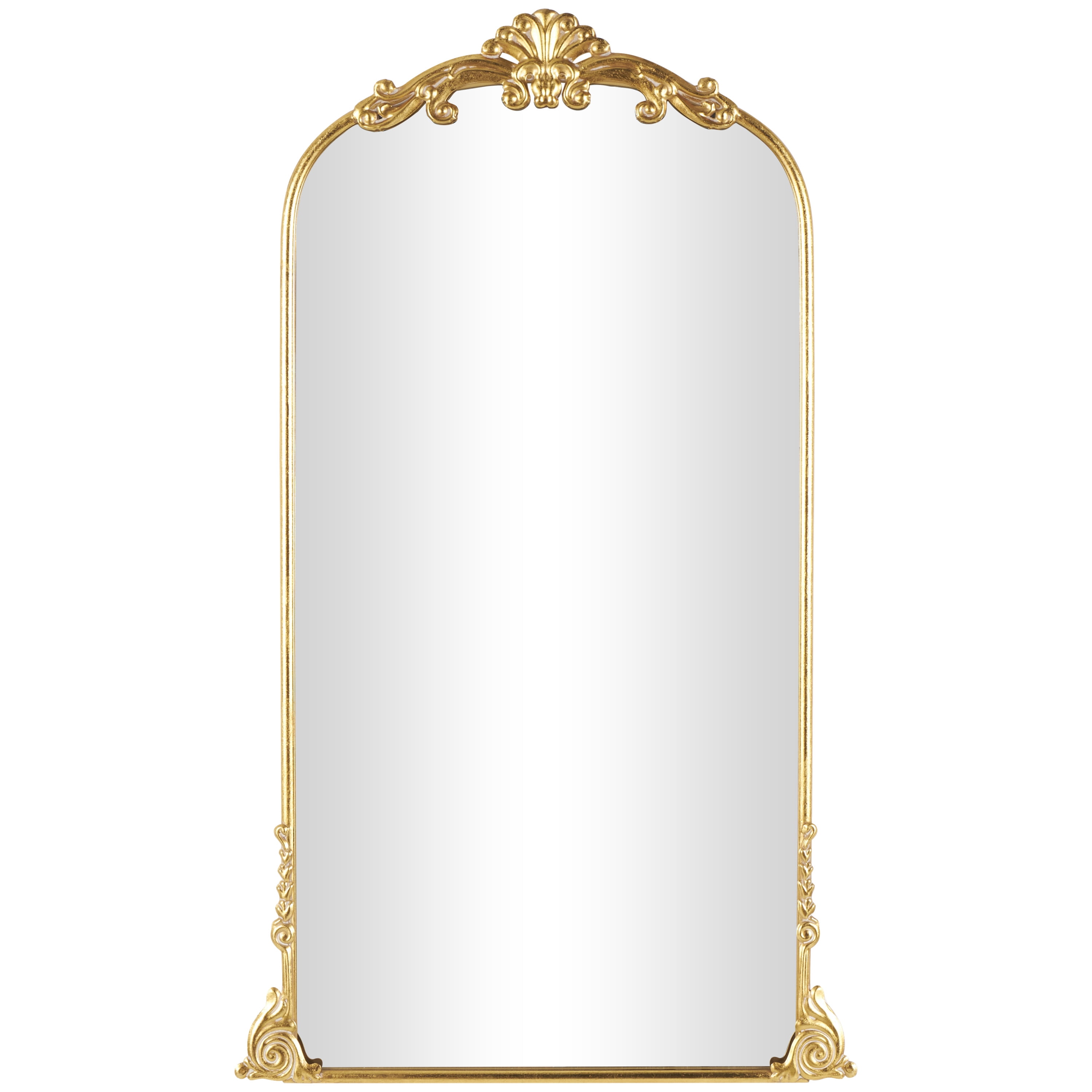 Tall Gold Ornate Arched Baroque Freestanding Full Length Mirror