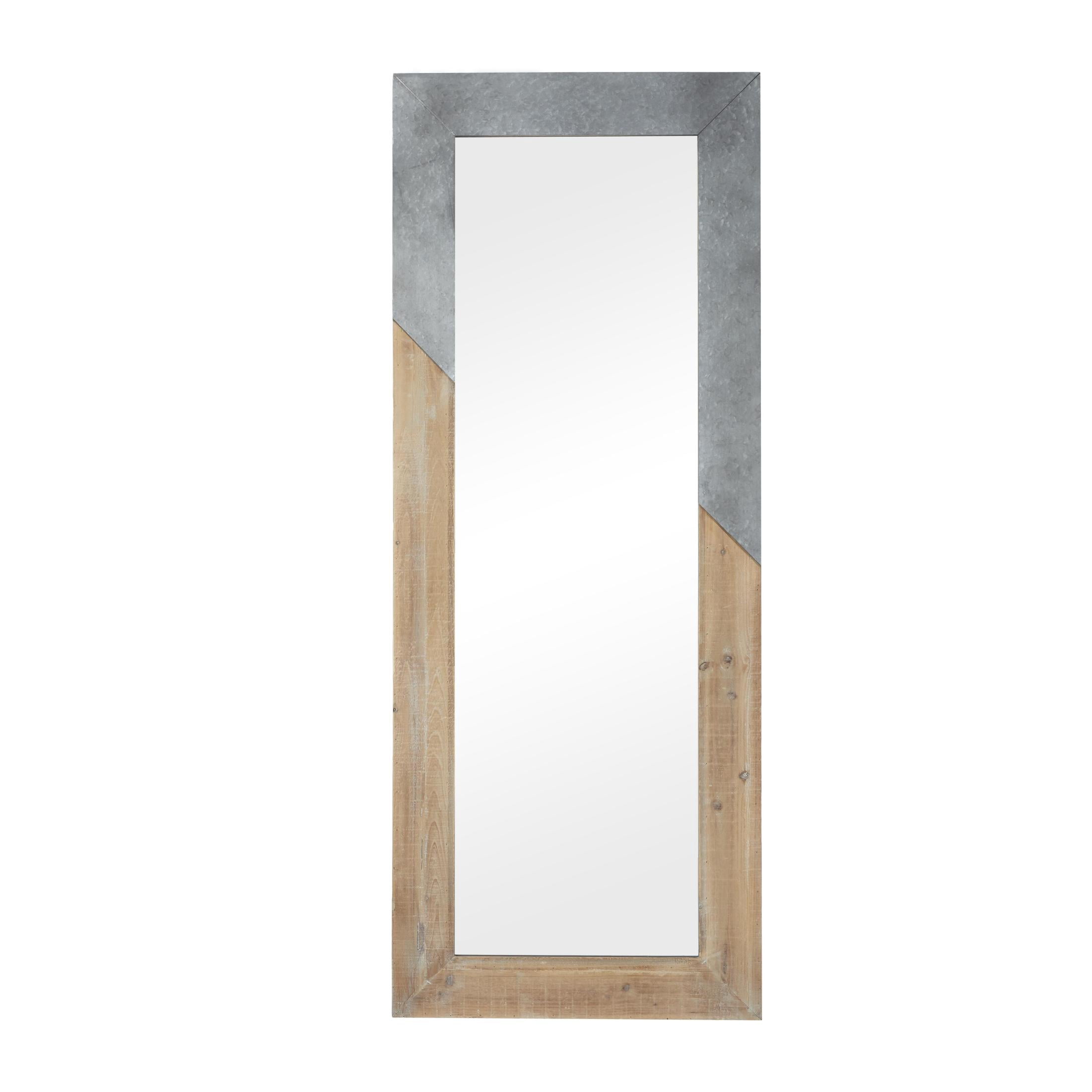 DecMode 28" x 71" Brown Diagonal Split Silver Metal Wall Mirror