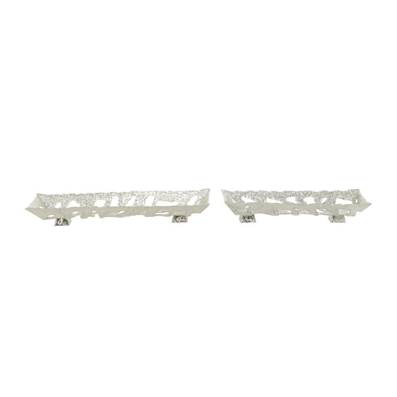 DecMode 29", 23"W Silver Aluminum Metal Tray, 2-Pieces