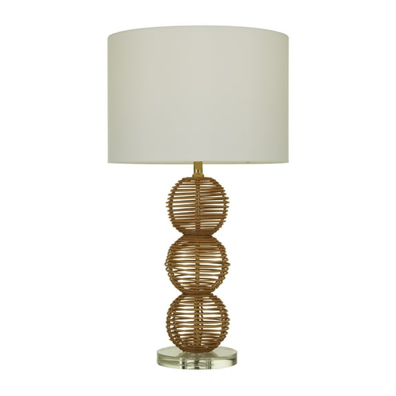 DecMode 29" Handmade Woven Orb Brown Table Lamp with White Microfiber Shade