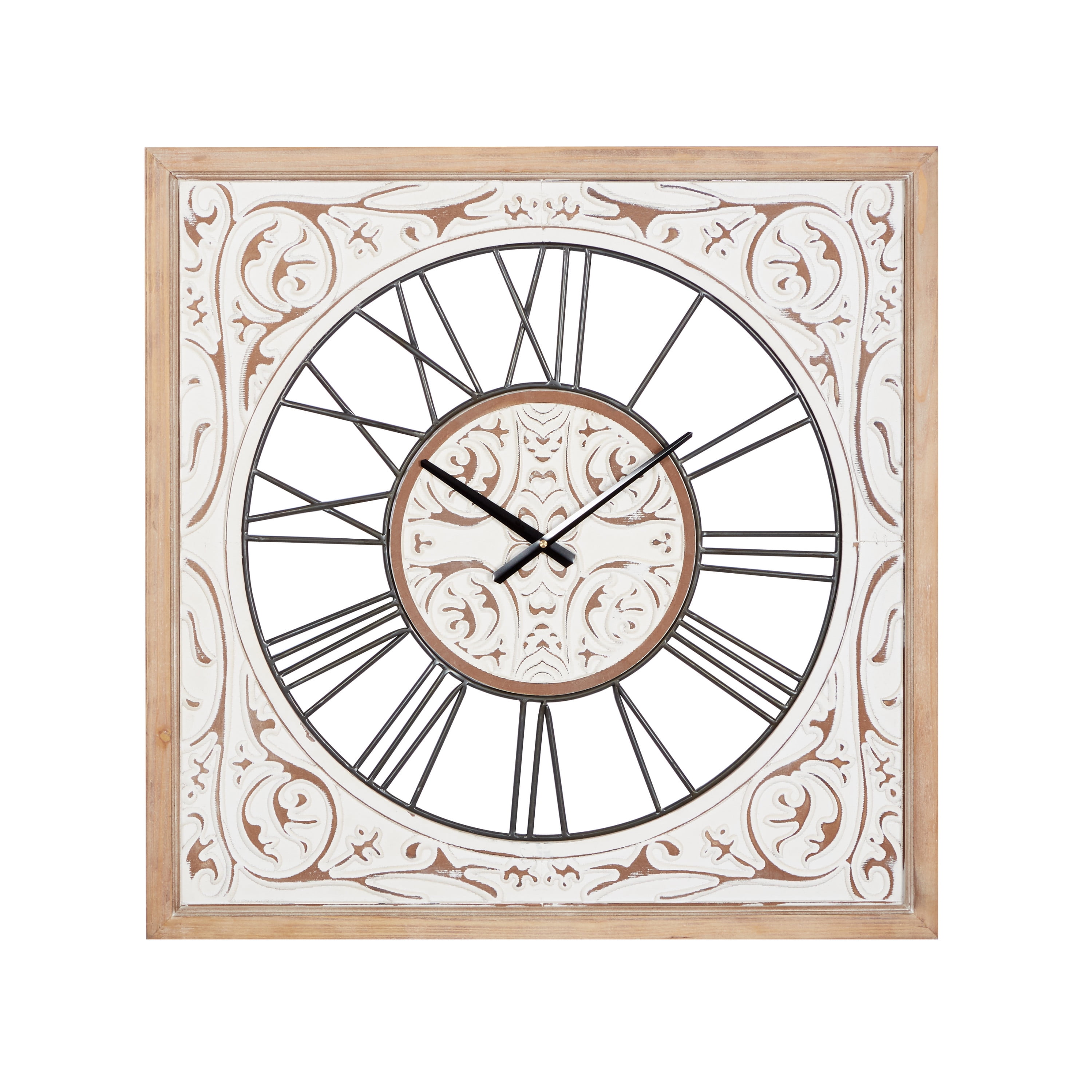 DecMode 29 In. White Farmhouse Wall Clock