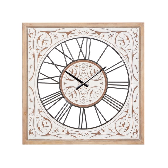 DecMode 29 In. White Farmhouse Wall Clock