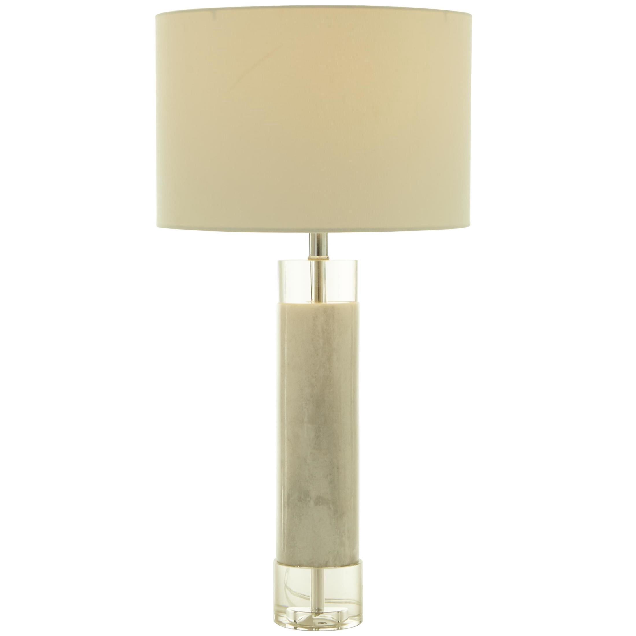 DecMode 29" Slender Stand White Table Lamp with White Cotton Shade
