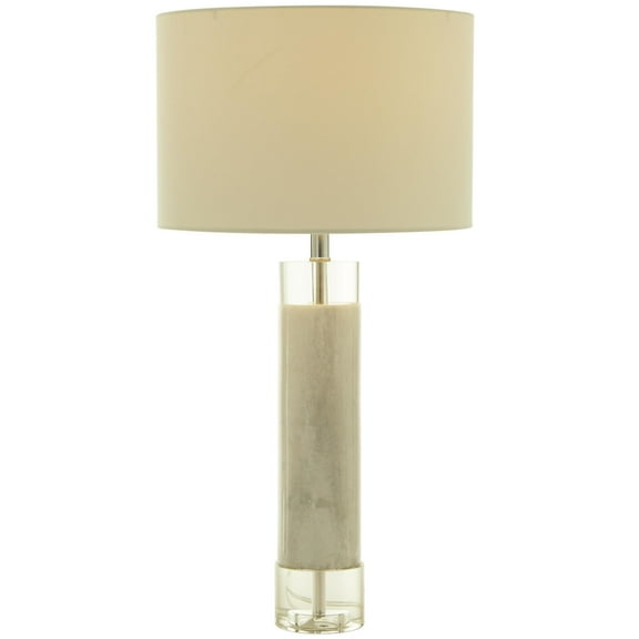 DecMode 29" Slender Stand White Table Lamp with White Cotton Shade