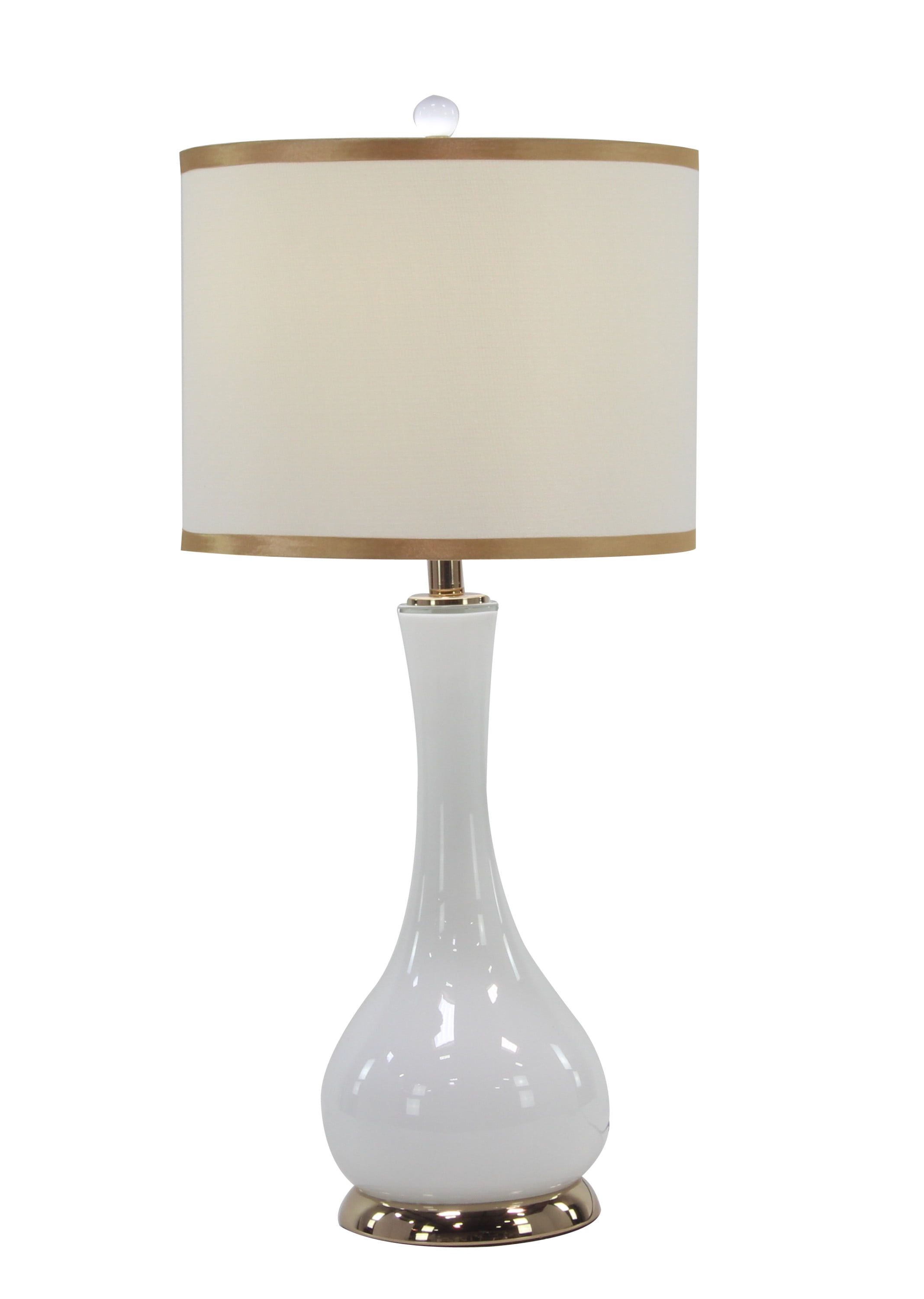 DecMode 29" White Table Lamp with White Linen Shade (2 Count)