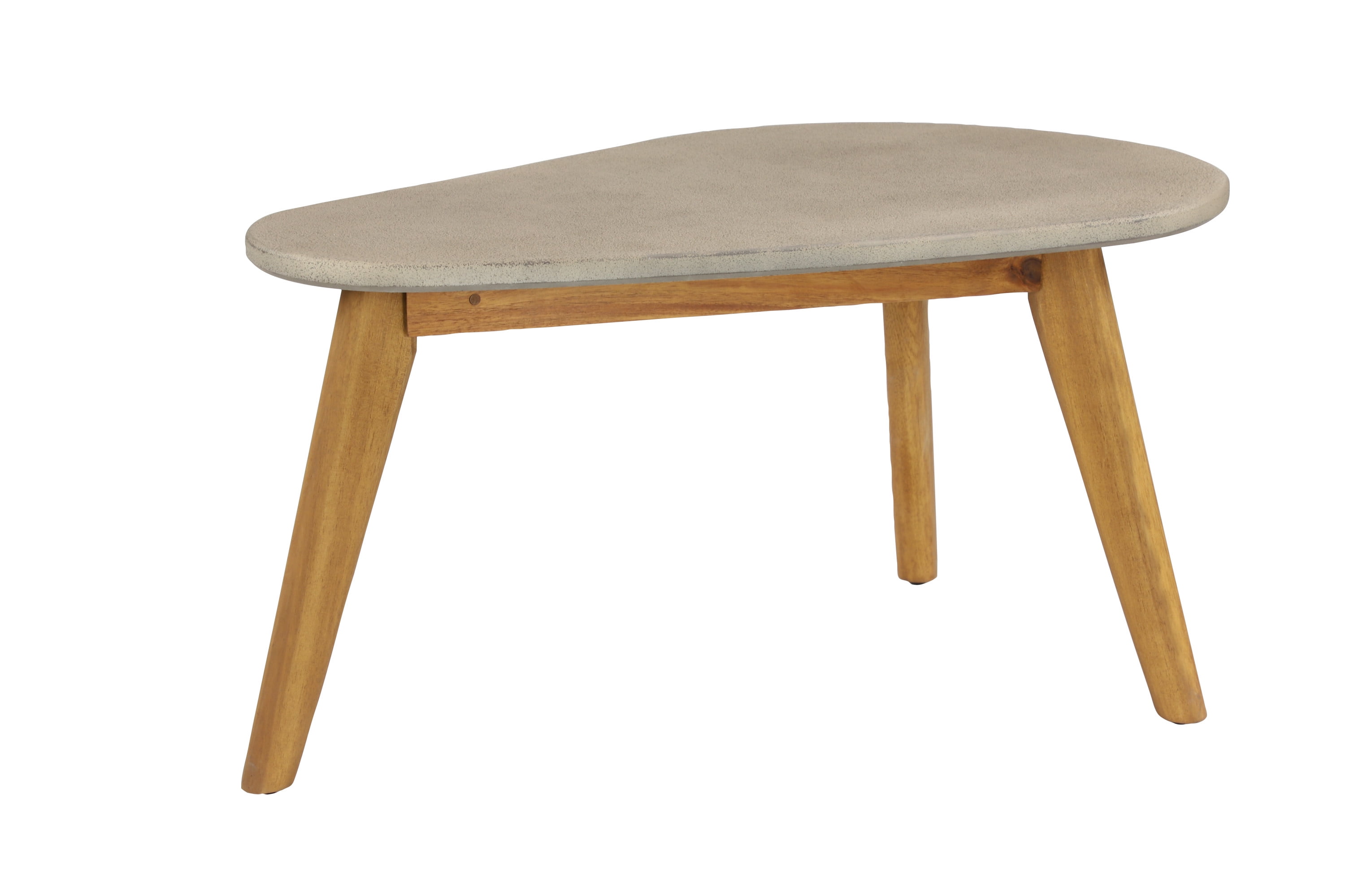 Modern Acacia Wood & Polycement Outdoor Accent Table in Gray
