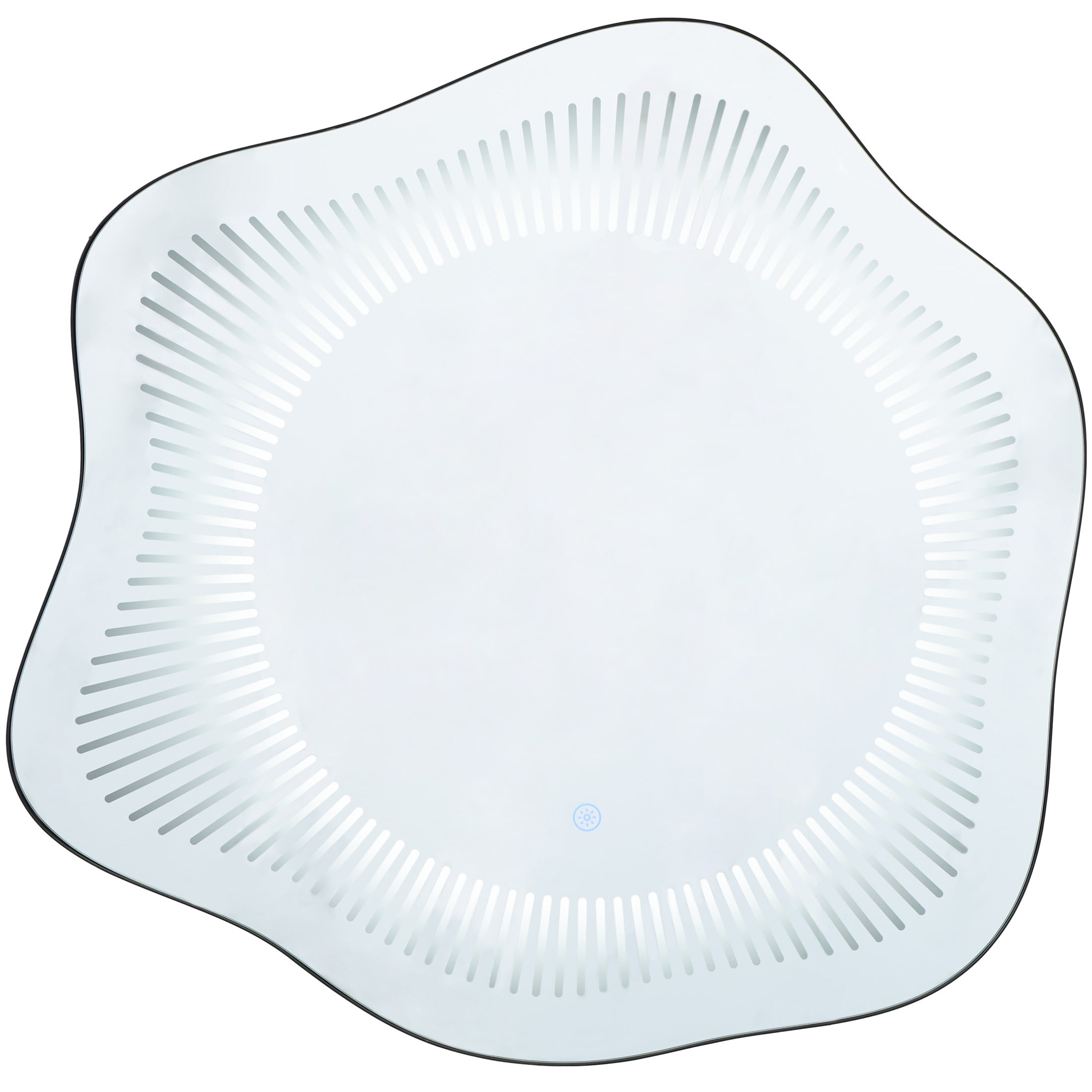 DecMode 29" x 30" Silver Wavy LED Abstract Wall Mirror with Radial Pattern