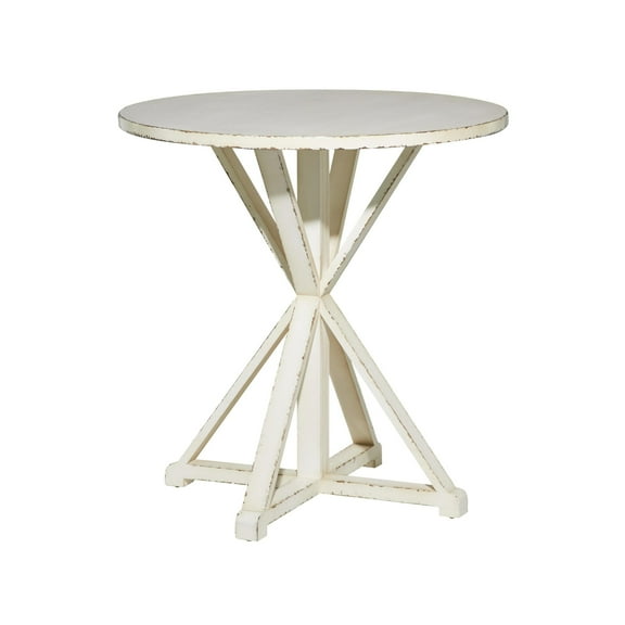 DecMode 29" x 31" White Wood Accent Table with X Shaped Legs, 1-Piece