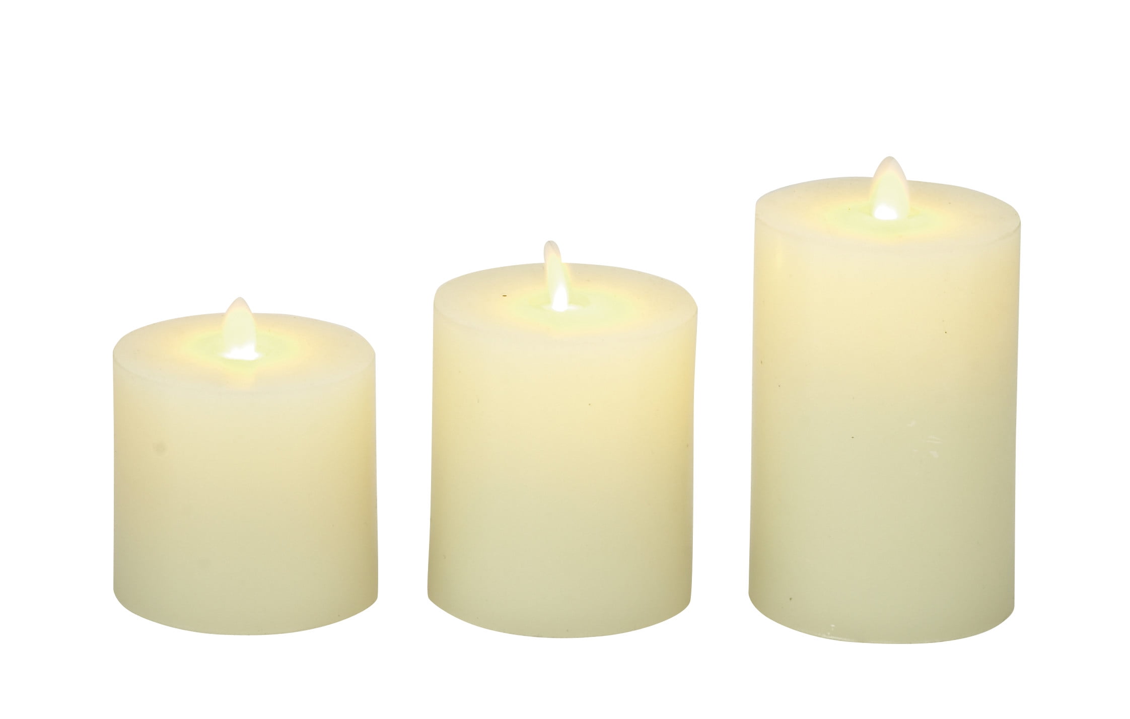Set of Three White LED Flameless Pillar Candles