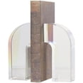 thumbnail image 1 of DecMode 3" Arched Geometric Clear Crystal Bookends (Set of 2), 1 of 11