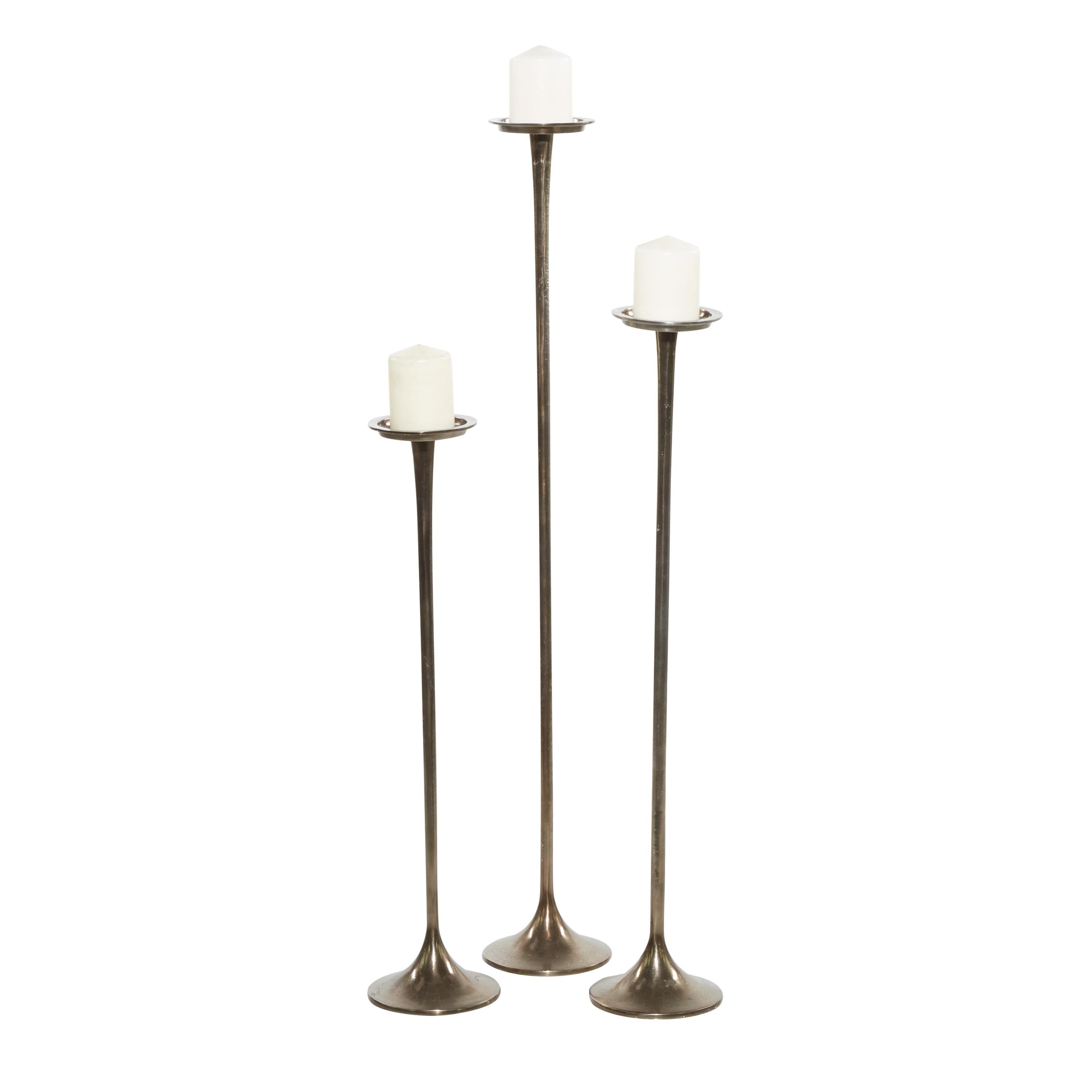 Set of 3 Black Tall Aluminum Candle Holders