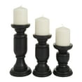 thumbnail image 1 of DecMode 3 Candle Black Mango Wood Turned Style Pillar Candle Holder, Set of 3, 1 of 8