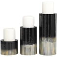 thumbnail image 1 of DecMode 3 Candle Black Metal Colorblock Candle Holder with Gold and Silver Streaks, Set of 3, 1 of 7