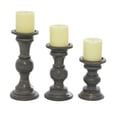 thumbnail image 1 of DecMode 3 Candle Dark Gray Wood Candle Holder, Set of 3, 1 of 9